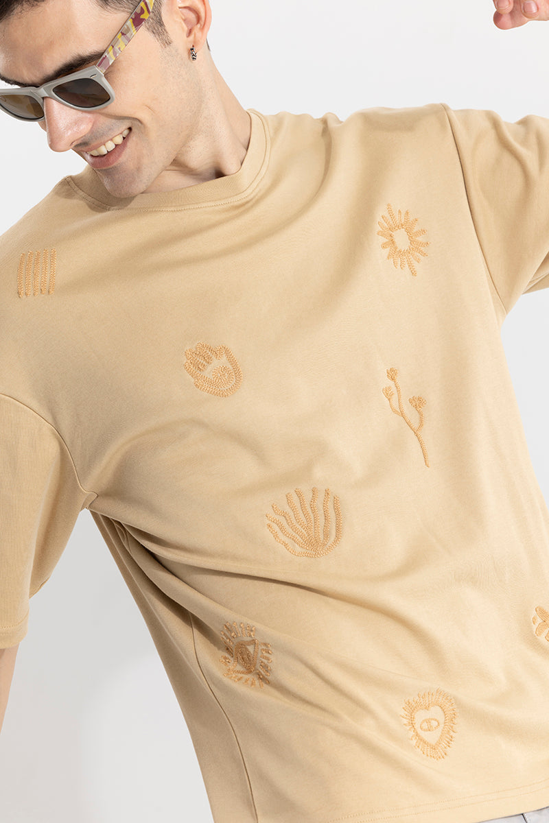 Desert Vibe Beige Oversized T-Shirt