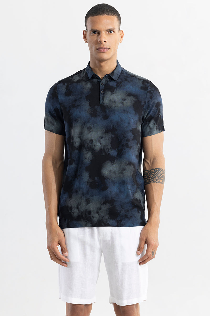 Tidal Dye Blue Polo T-Shirt