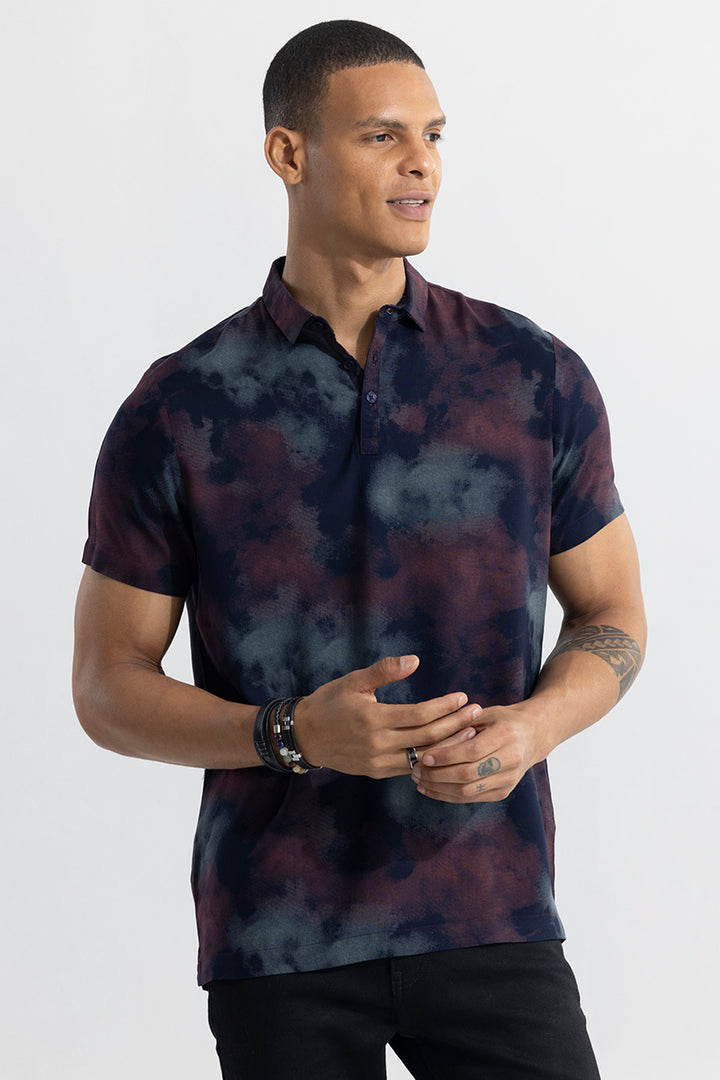 Tidal Dye Navy Polo T-Shirt