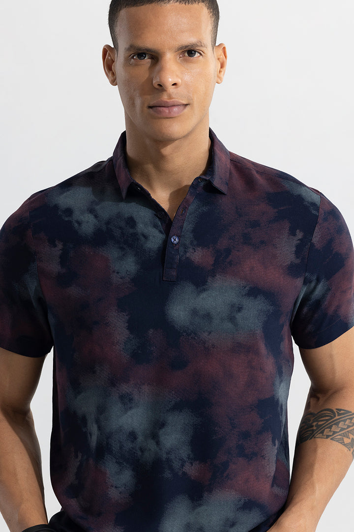 Tidal Dye Navy Polo T-Shirt