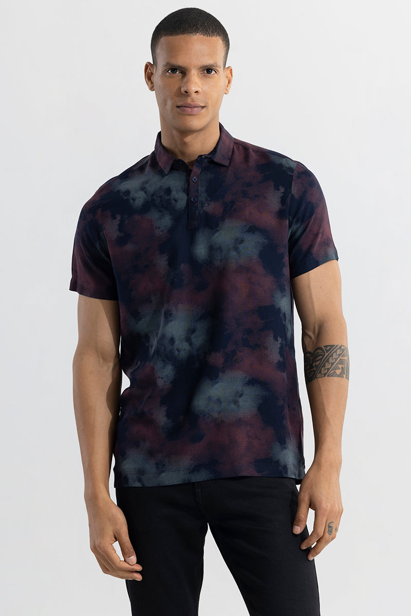 Tidal Dye Navy Polo T-Shirt