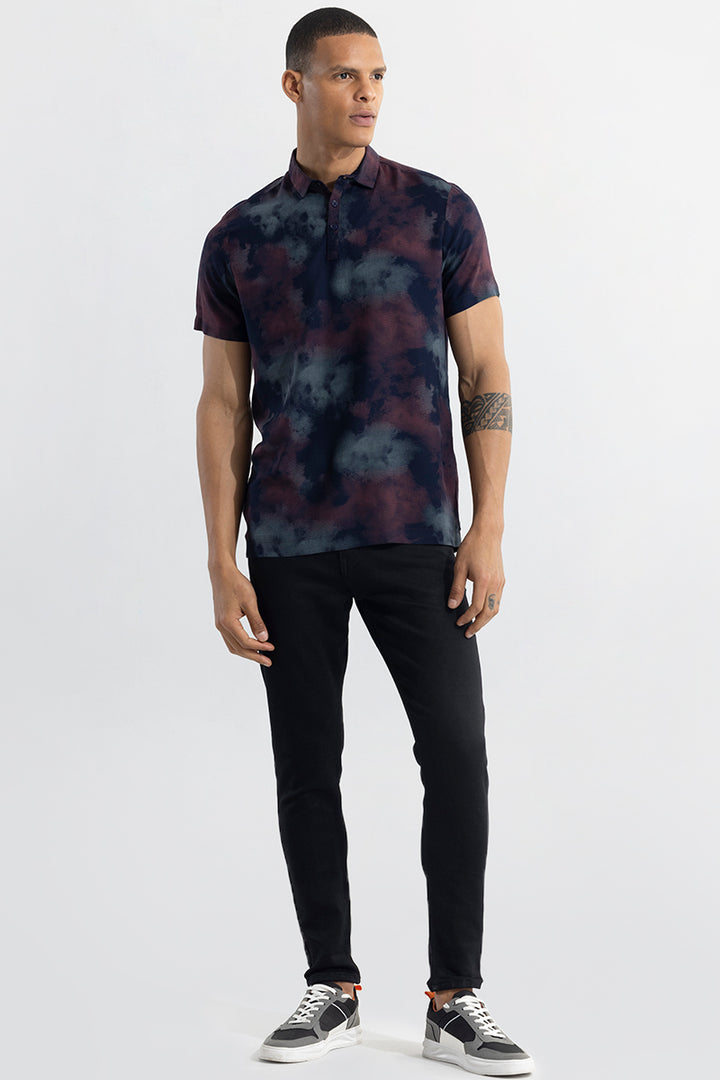 Tidal Dye Navy Polo T-Shirt