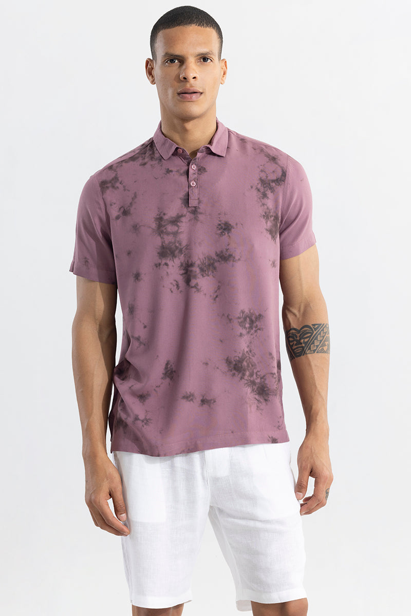 Tidal Dye Mauve Polo T-Shirt