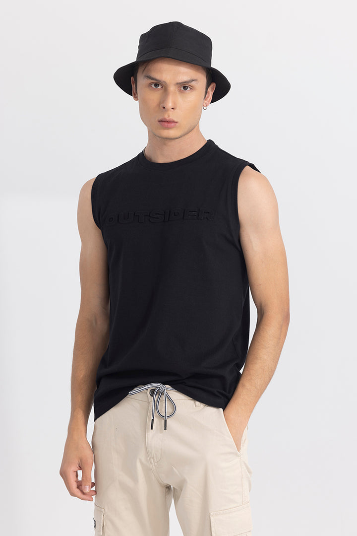 Outsider Black Sleeveless T-Shirt