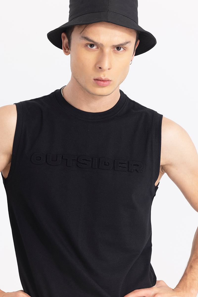 Outsider Black Sleeveless T-Shirt