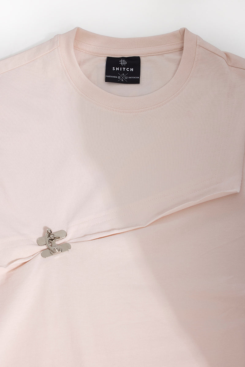 Hooked Ivory Peach Korean Styled T-Shirt