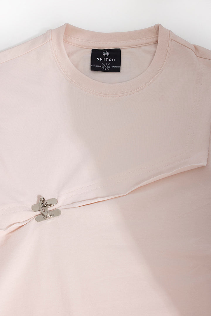 Hooked Ivory Peach Korean Styled T-Shirt