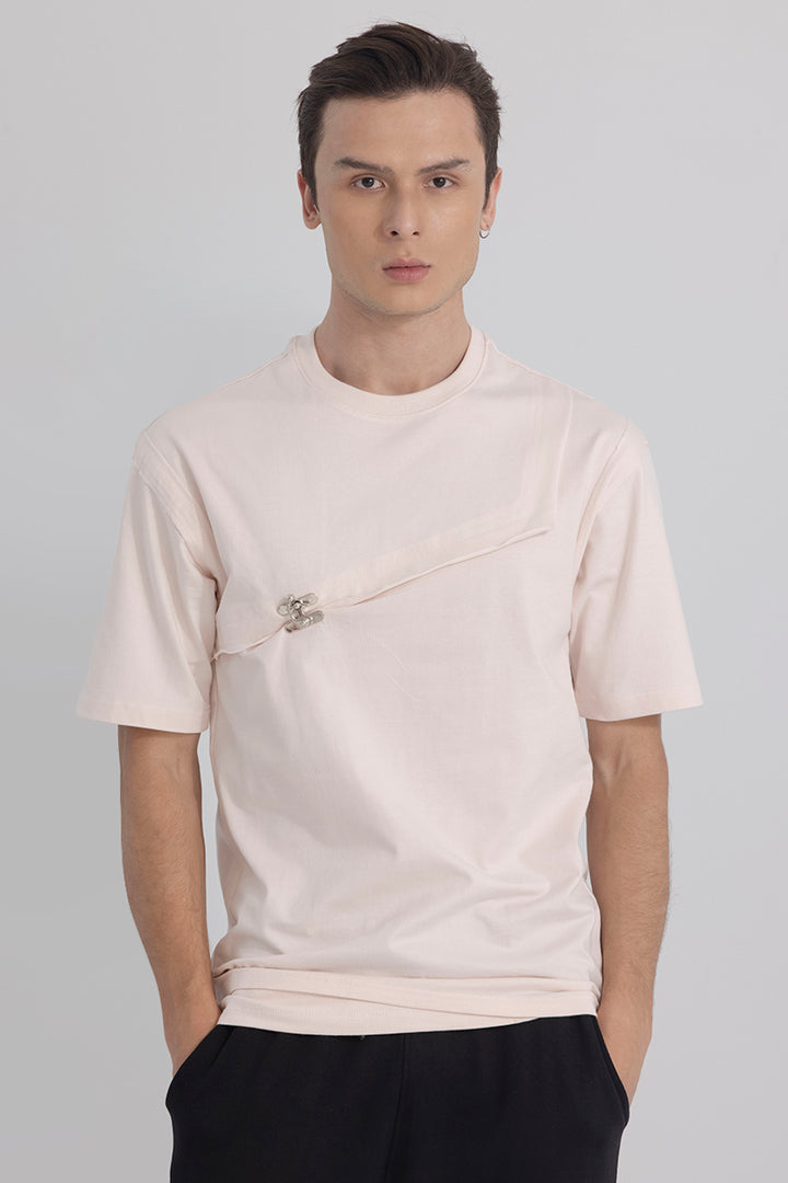 Hooked Ivory Peach Korean Styled T-Shirt