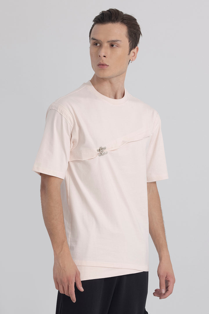 Hooked Ivory Peach Korean Styled T-Shirt