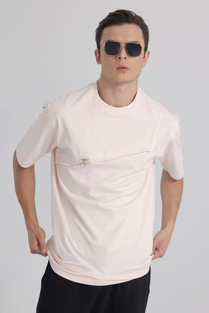 Hooked Ivory Peach Korean Styled T-Shirt