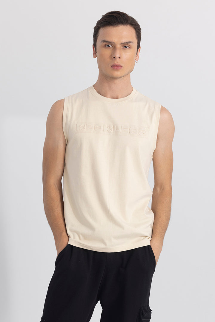 Reckless Beige Sleeveless T-Shirt