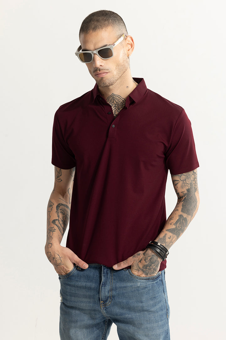 Crevasse Maroon Polo T-Shirt