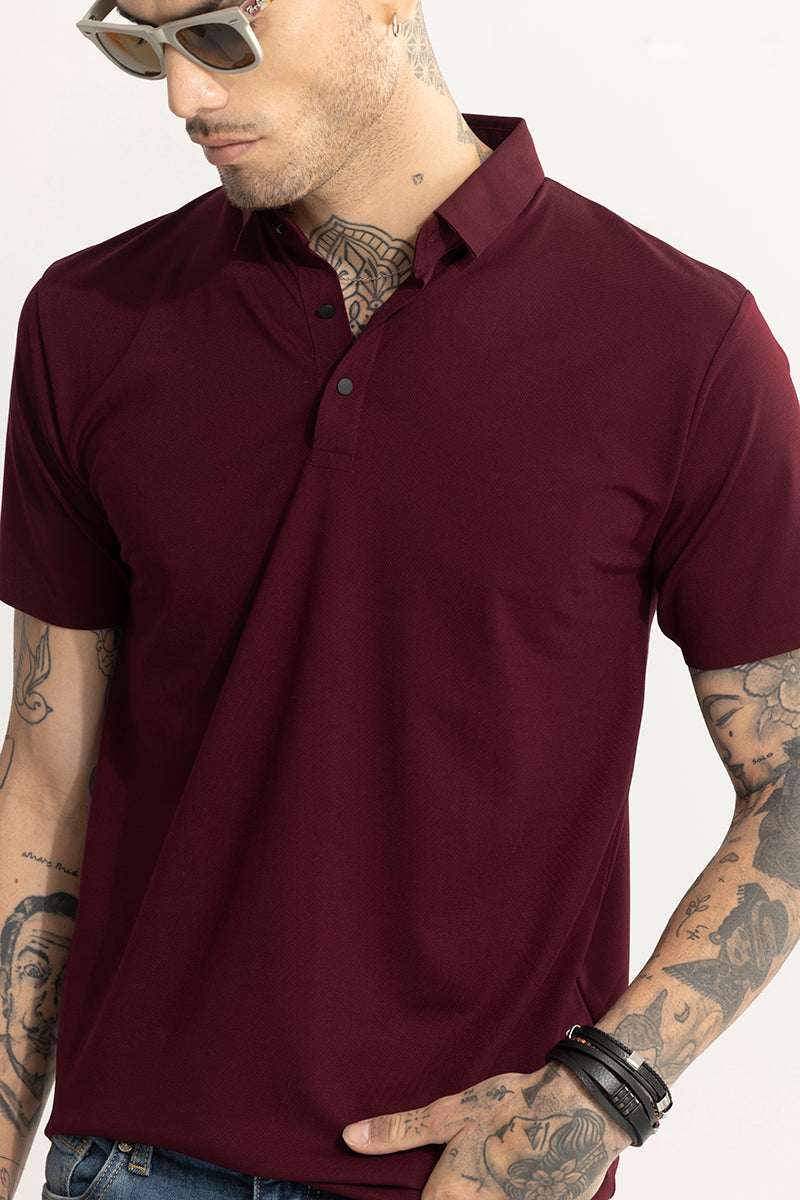 Crevasse Maroon Polo T-Shirt