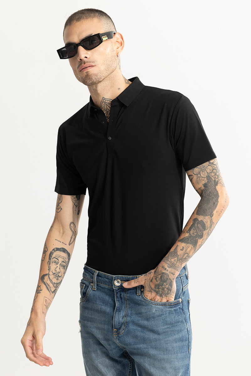 Crevasse Black Polo T-Shirt