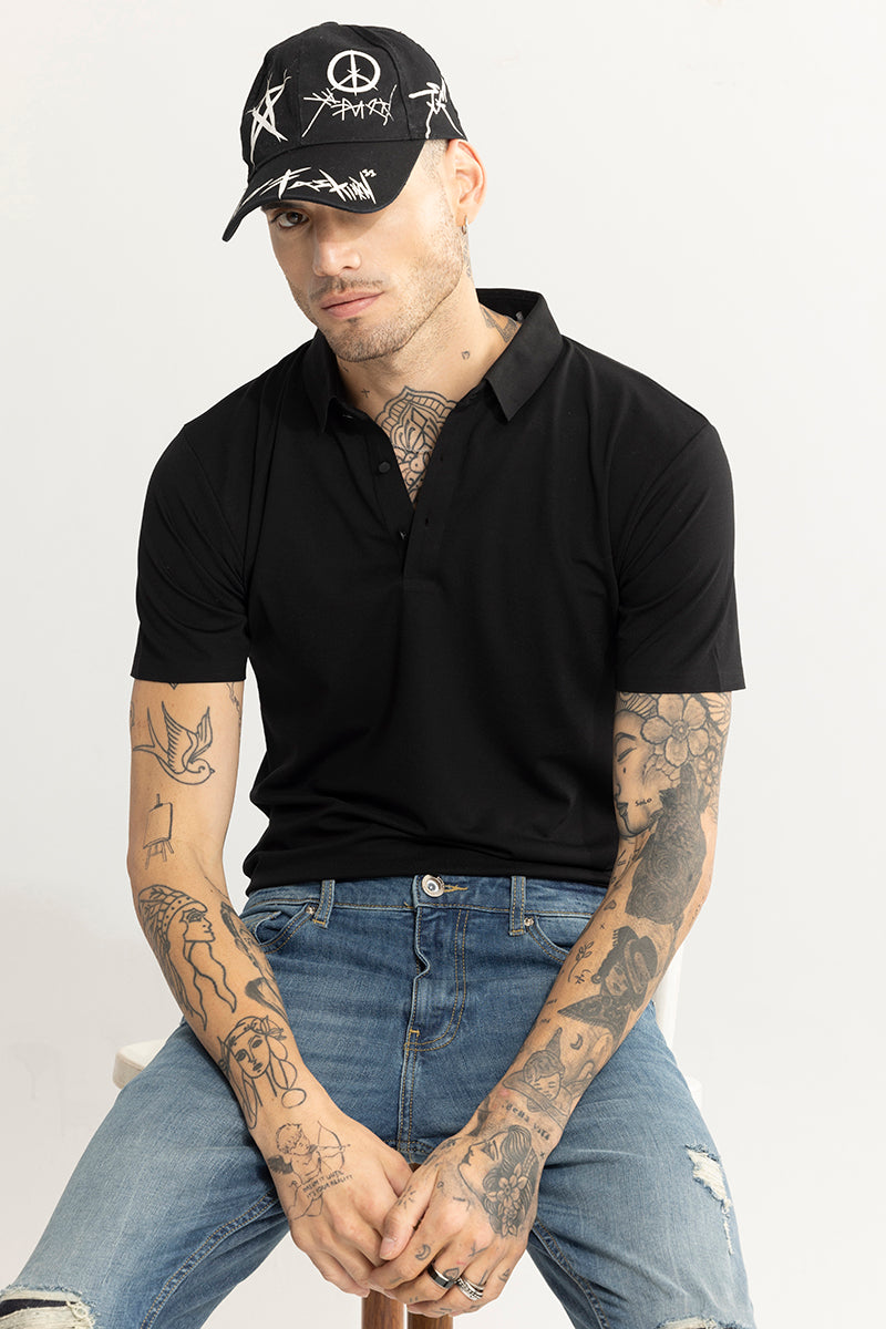 Crevasse Black Polo T-Shirt