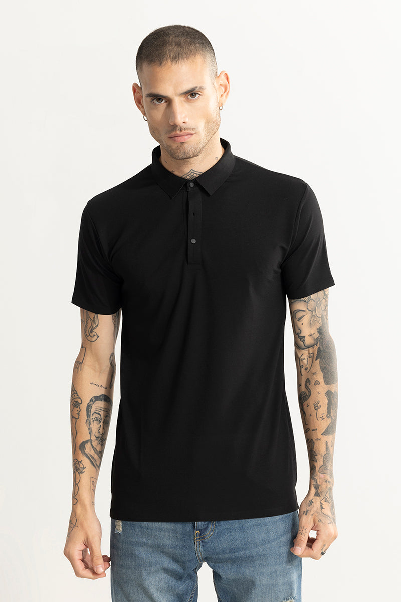 Crevasse Black Polo T-Shirt