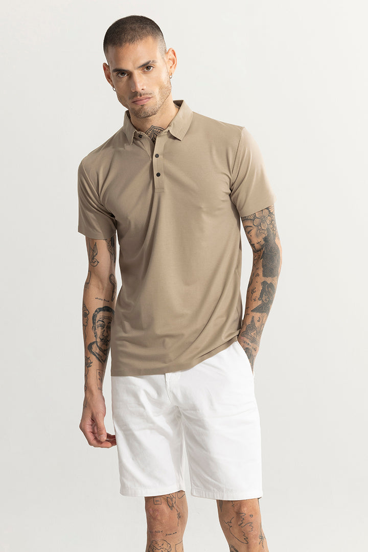 Crevasse Beige Polo T-Shirt