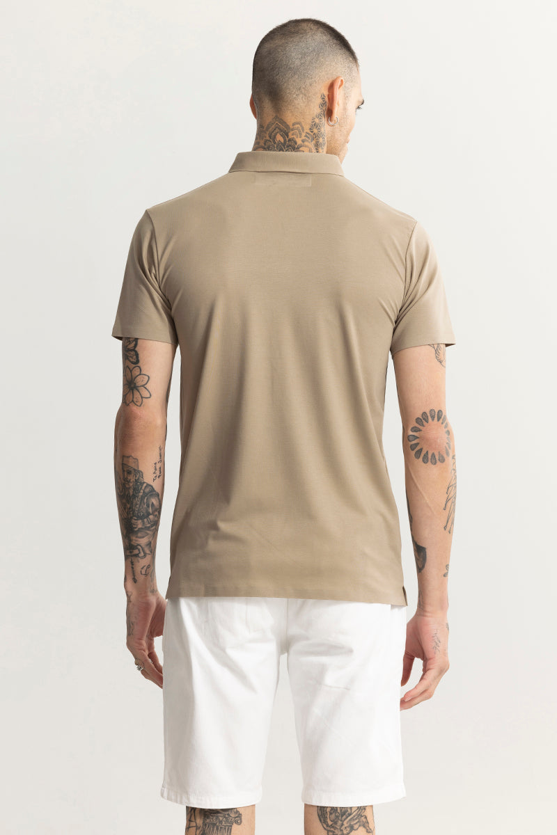 Crevasse Beige Polo T-Shirt