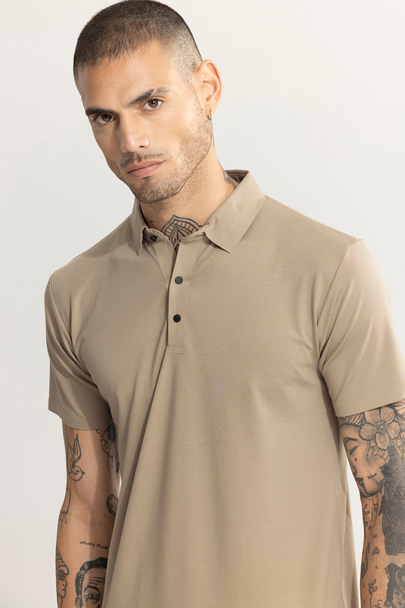 Crevasse Beige Polo T-Shirt