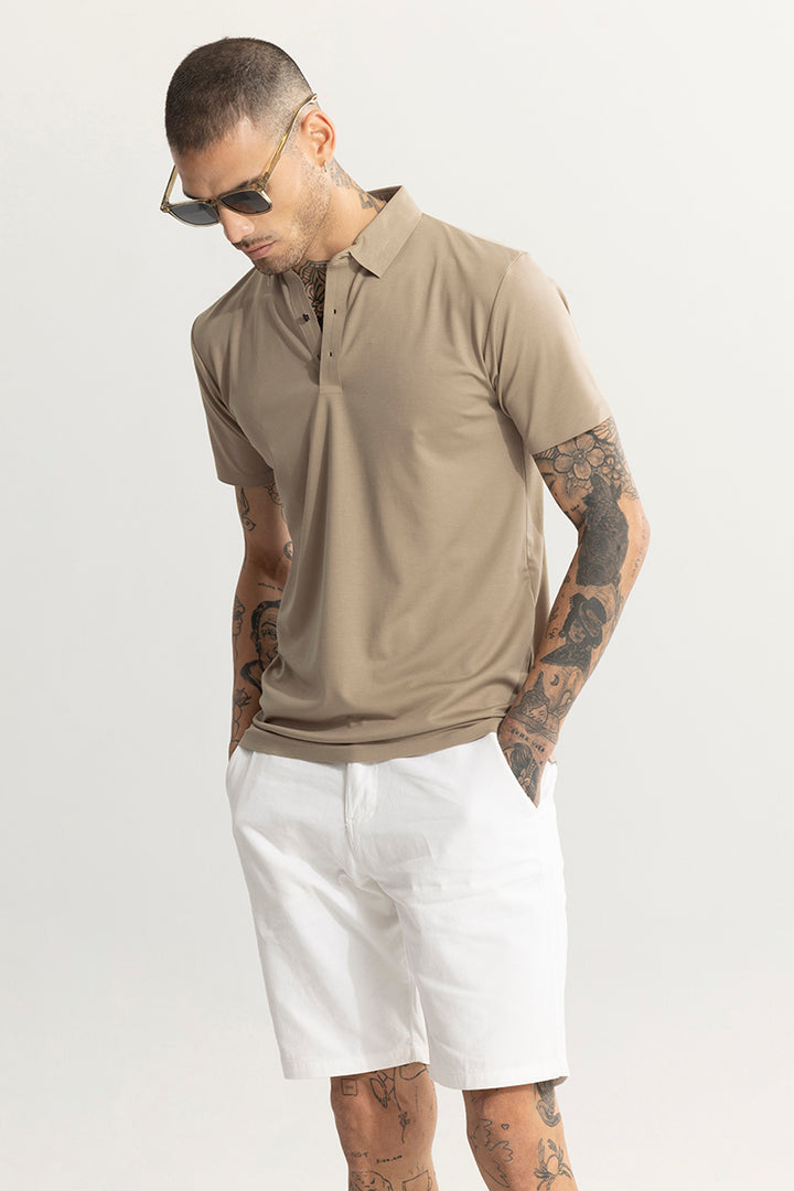 Crevasse Beige Polo T-Shirt