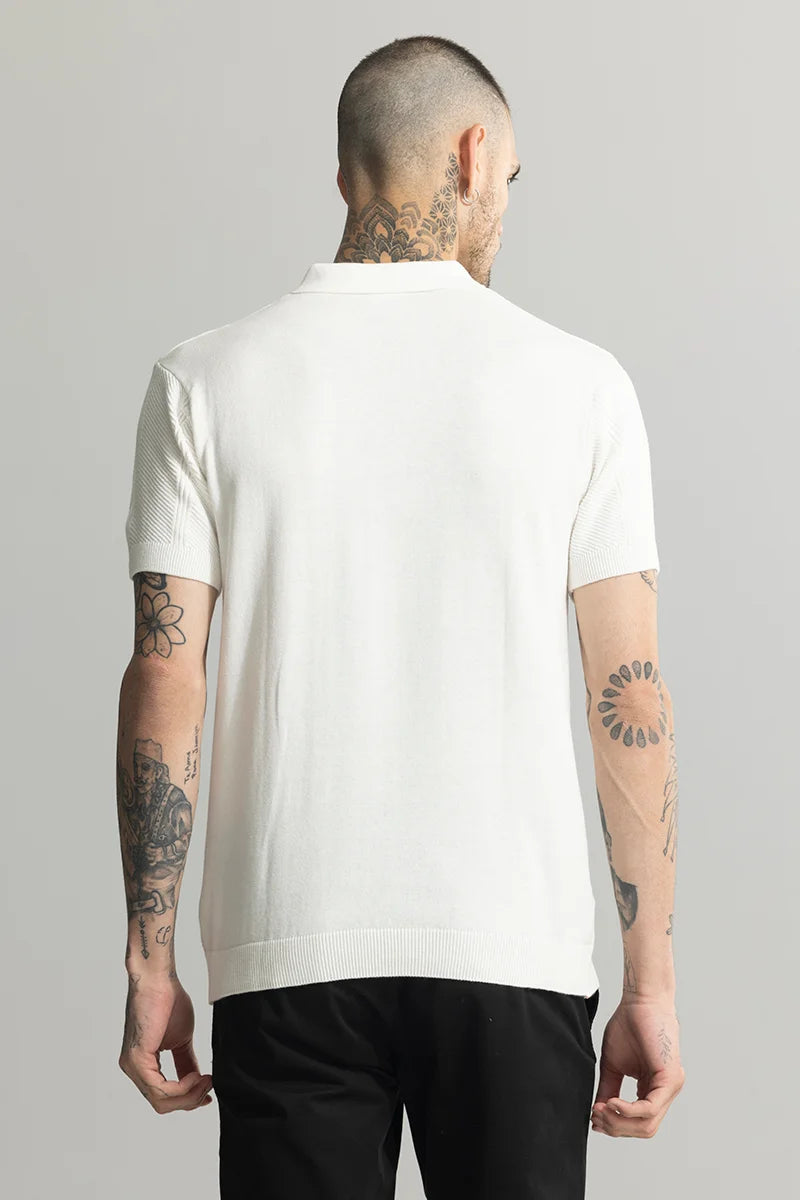 Coulter Knitted White Polo T-Shirt