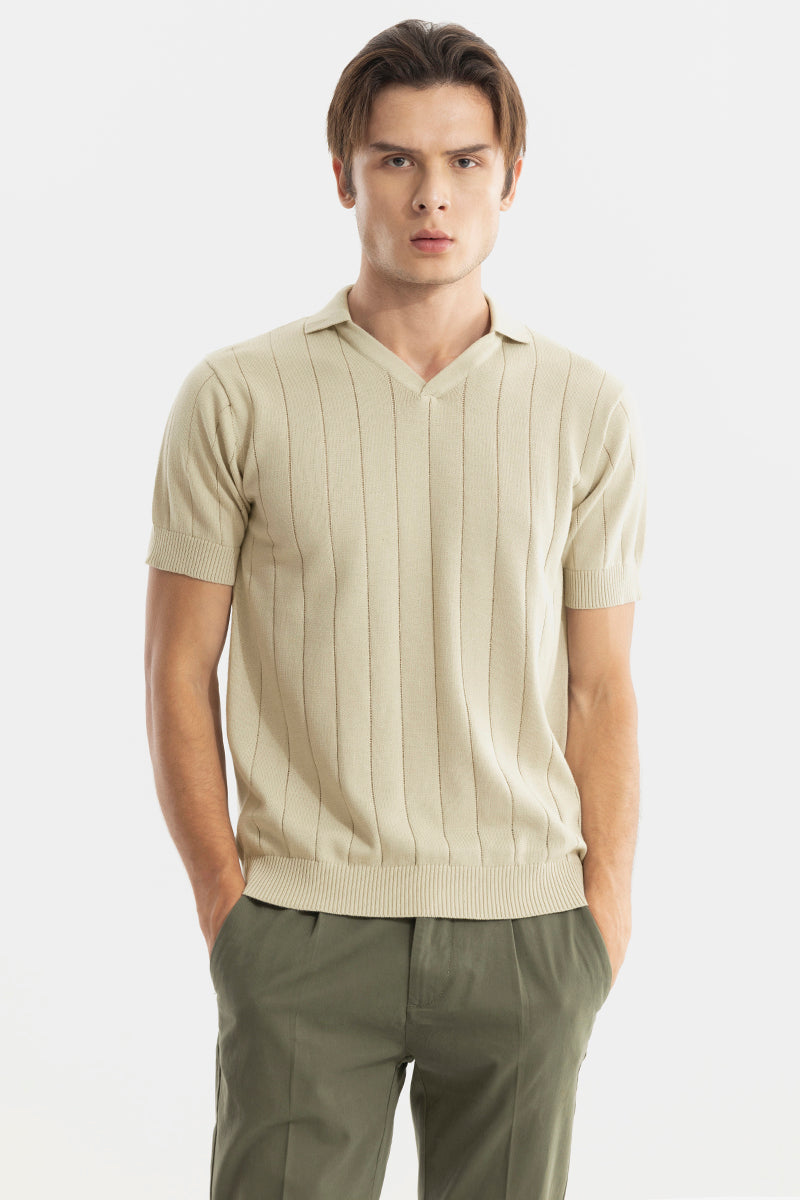 Buy Men's Nordic Beige Polo T-Shirt Online | SNITCH