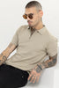 Crochet Beige Polo T-Shirt