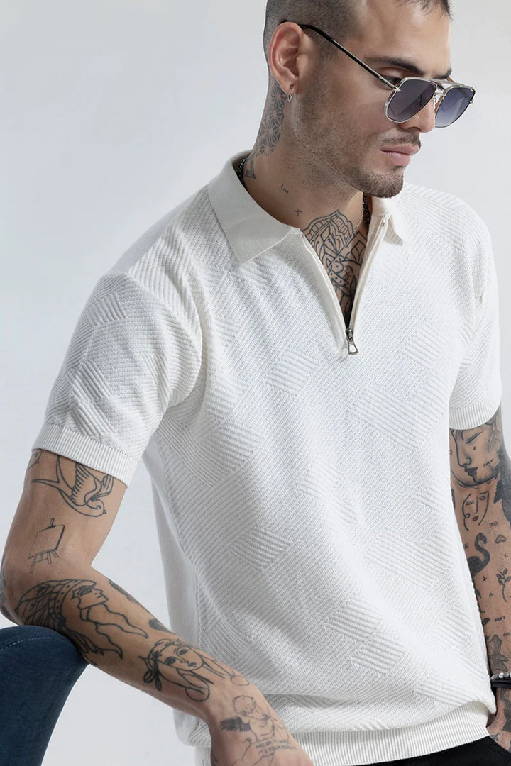 Crochet White Polo T-Shirt