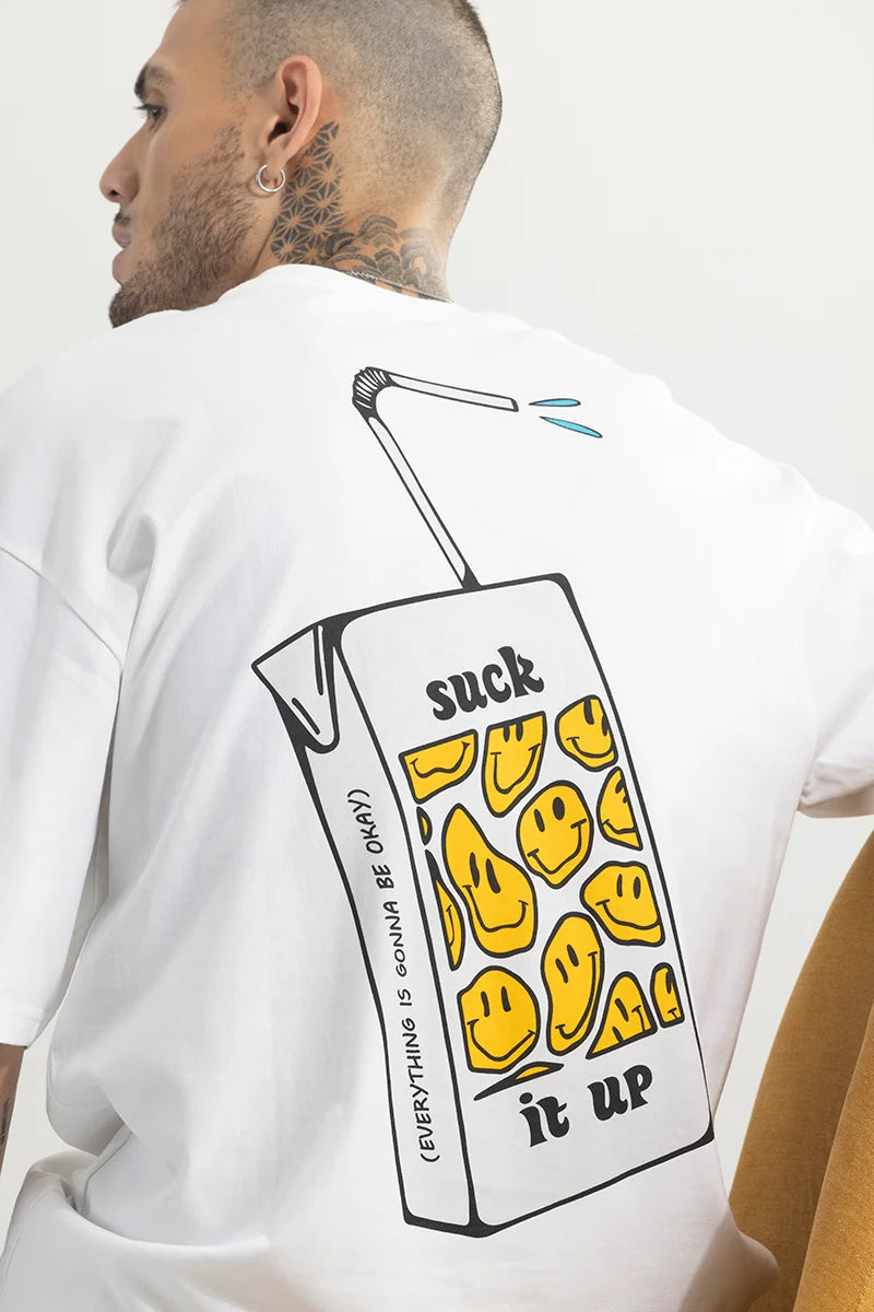 Suck It Up White Oversized T-Shirt