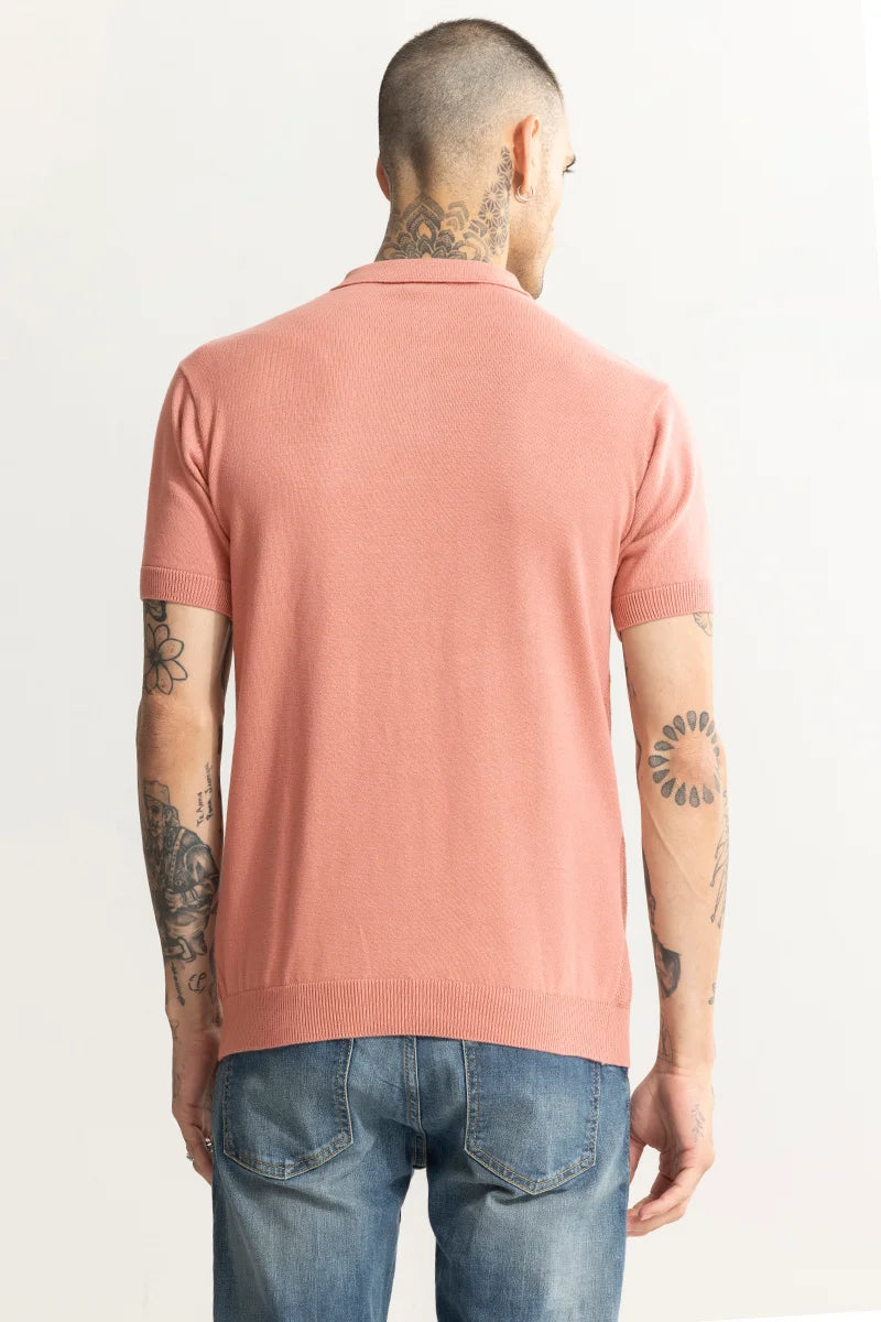 Alpine Knitted Pink Polo T-Shirt