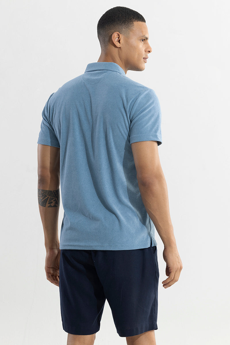 Micro Terry Blue Polo T-Shirt