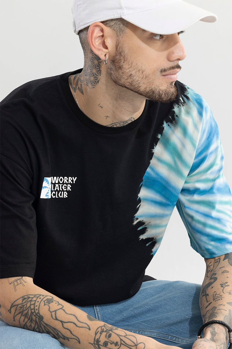 Worry Later Club Black Oversized T-Shirt