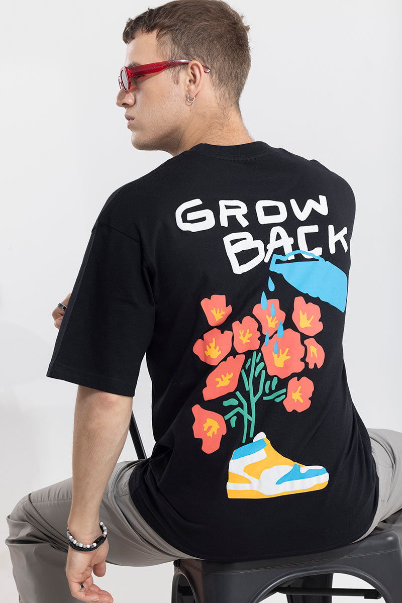 Grow Back Black Oversized T-Shirt