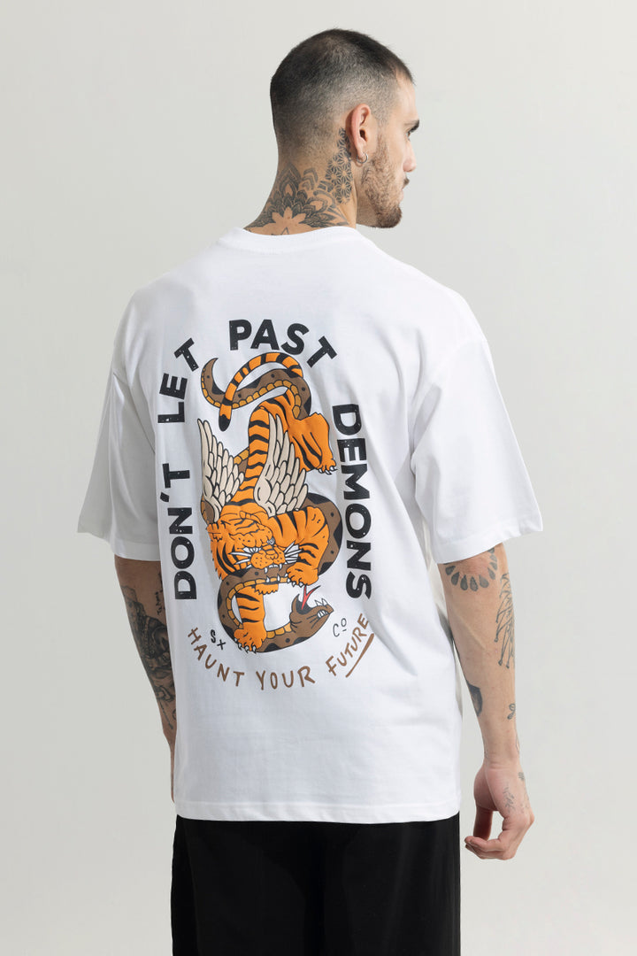 Don't Let Past Demons White Oversized T-Shirt