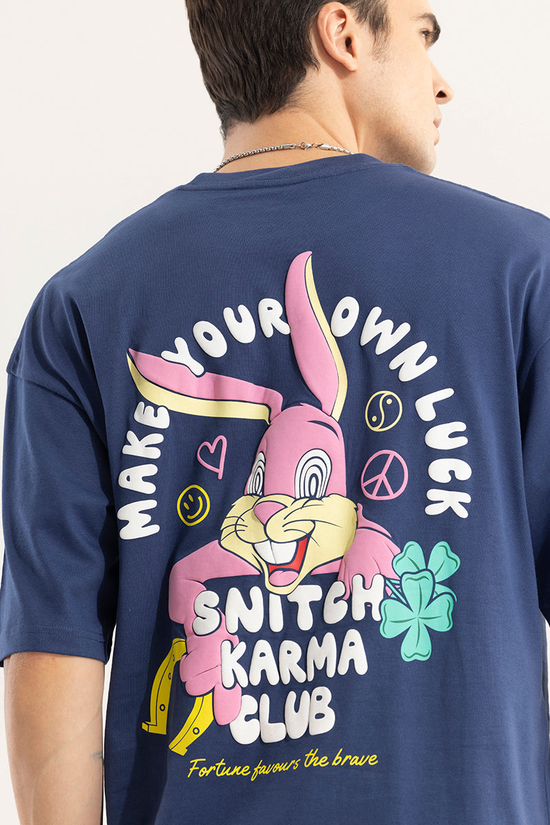 Make Your Own Luck Blue Oversized T-Shirt