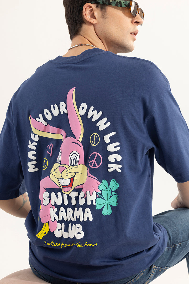 Make Your Own Luck Blue Oversized T-Shirt