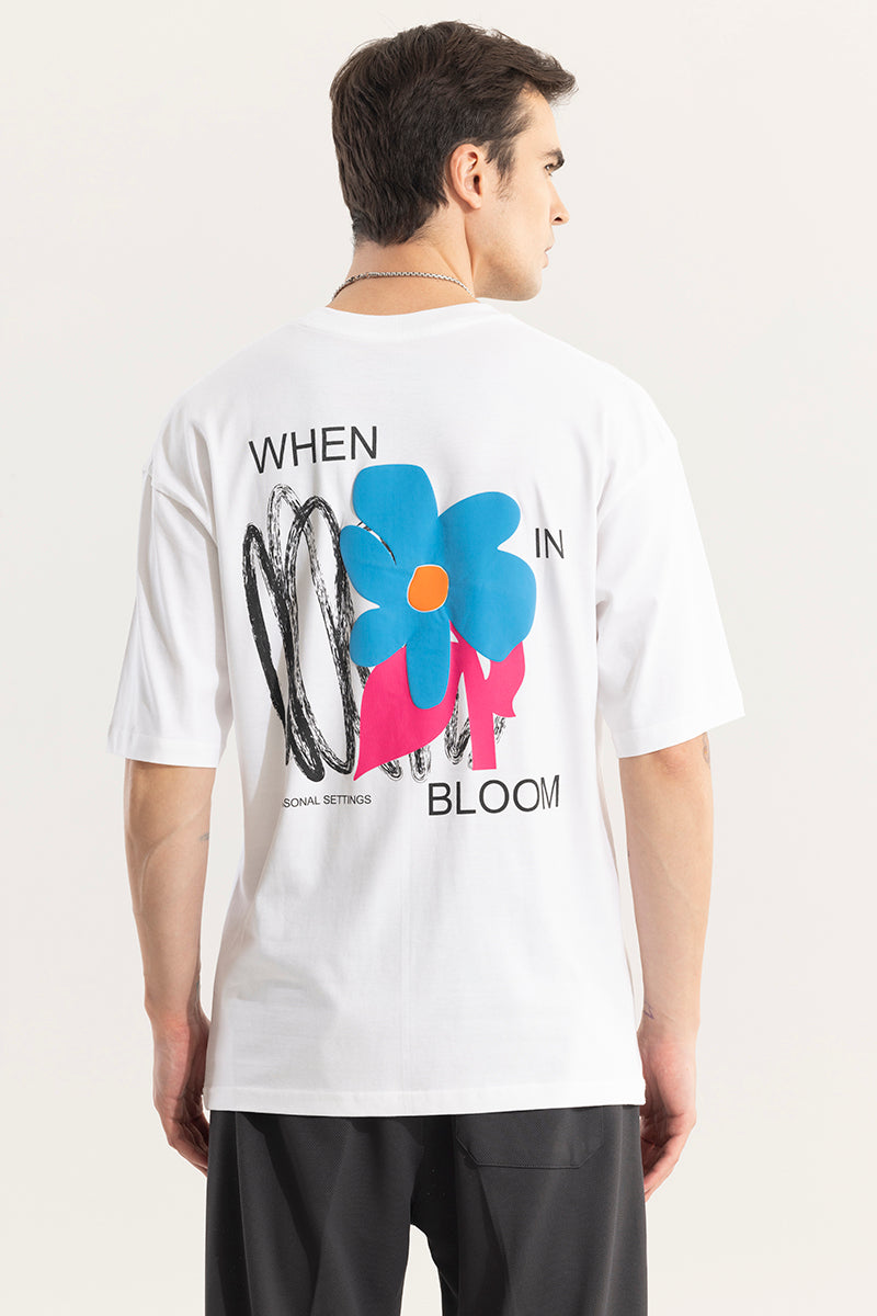 When In Bloom White Oversized T-Shirt