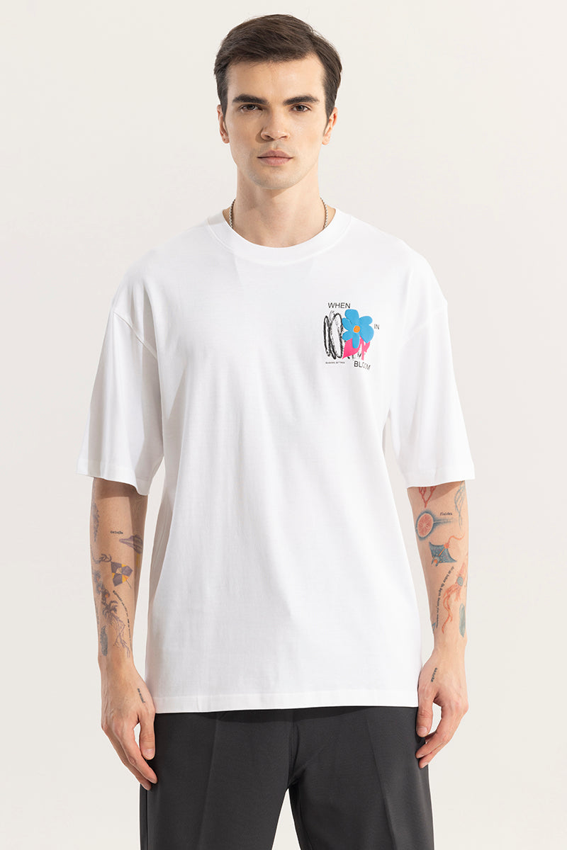 When In Bloom White Oversized T-Shirt