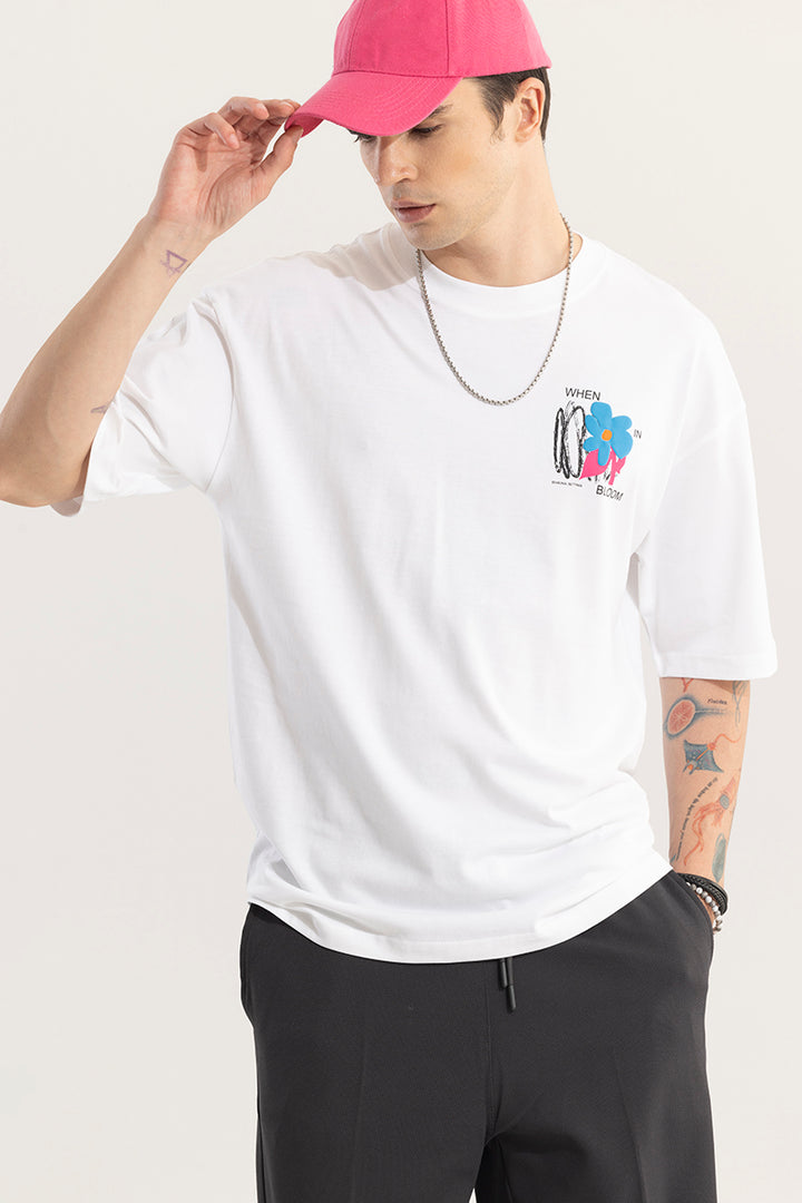 When In Bloom White Oversized T-Shirt