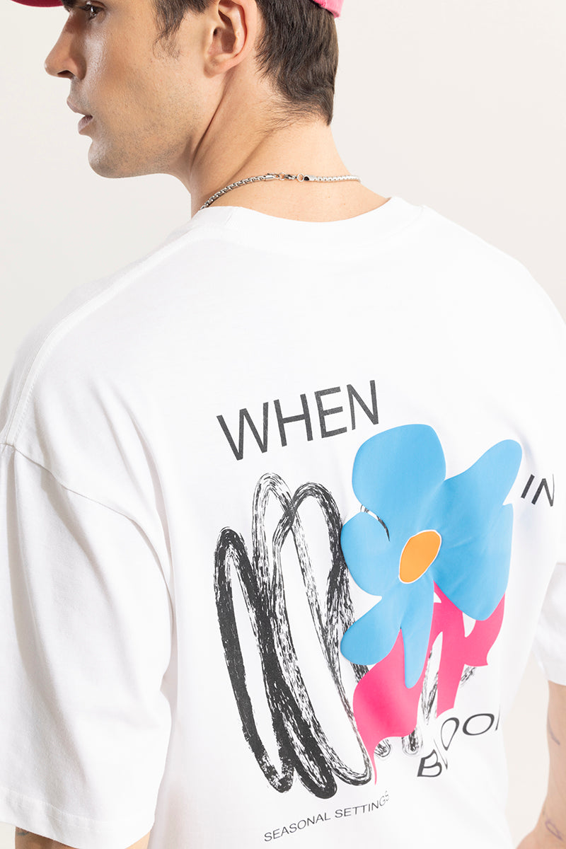 When In Bloom White Oversized T-Shirt