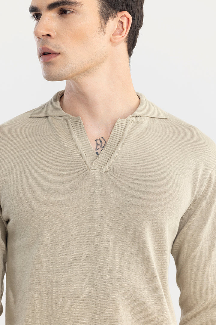 EliteEdge Cream Full Sleeve Polo