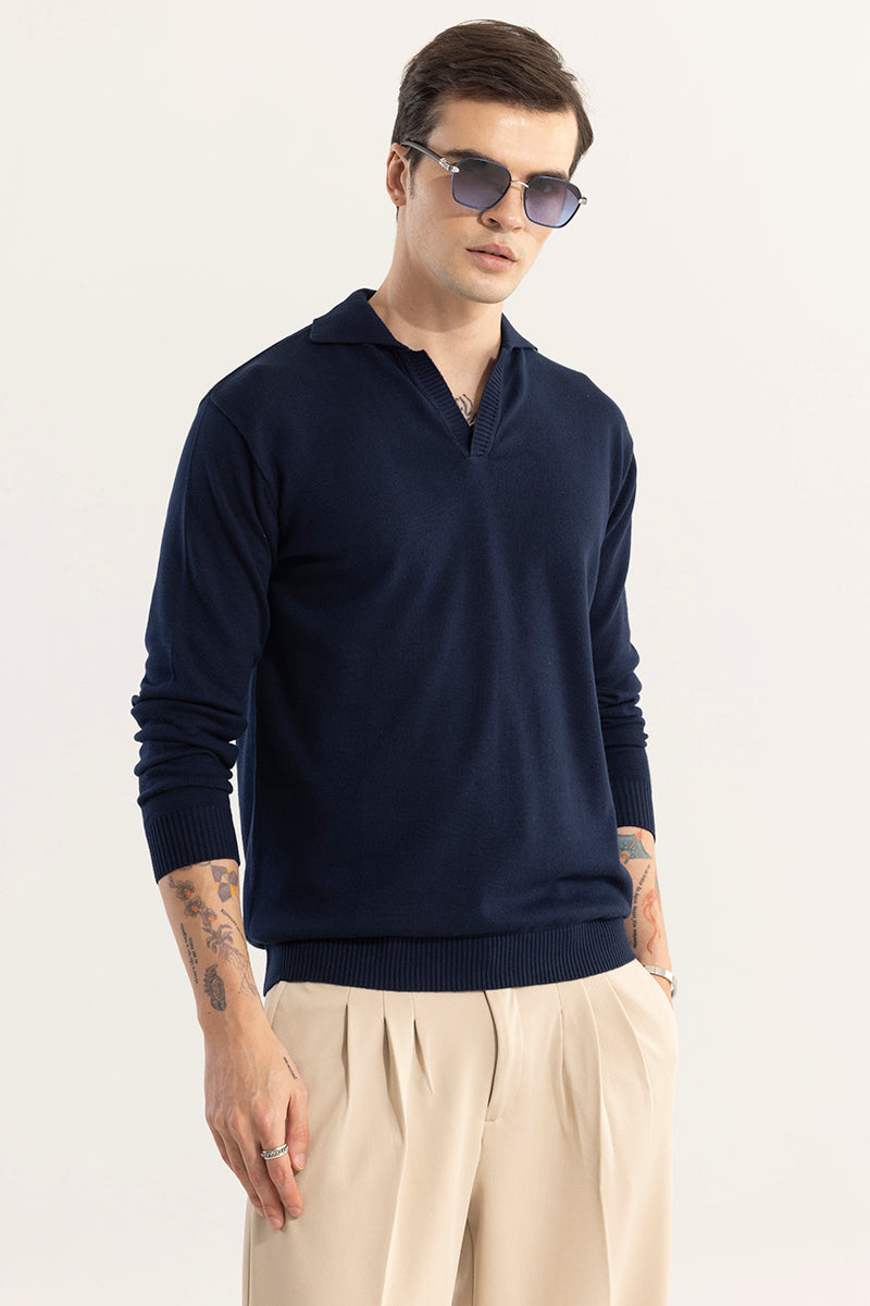 EliteEdge Navy Full Sleeve Polo