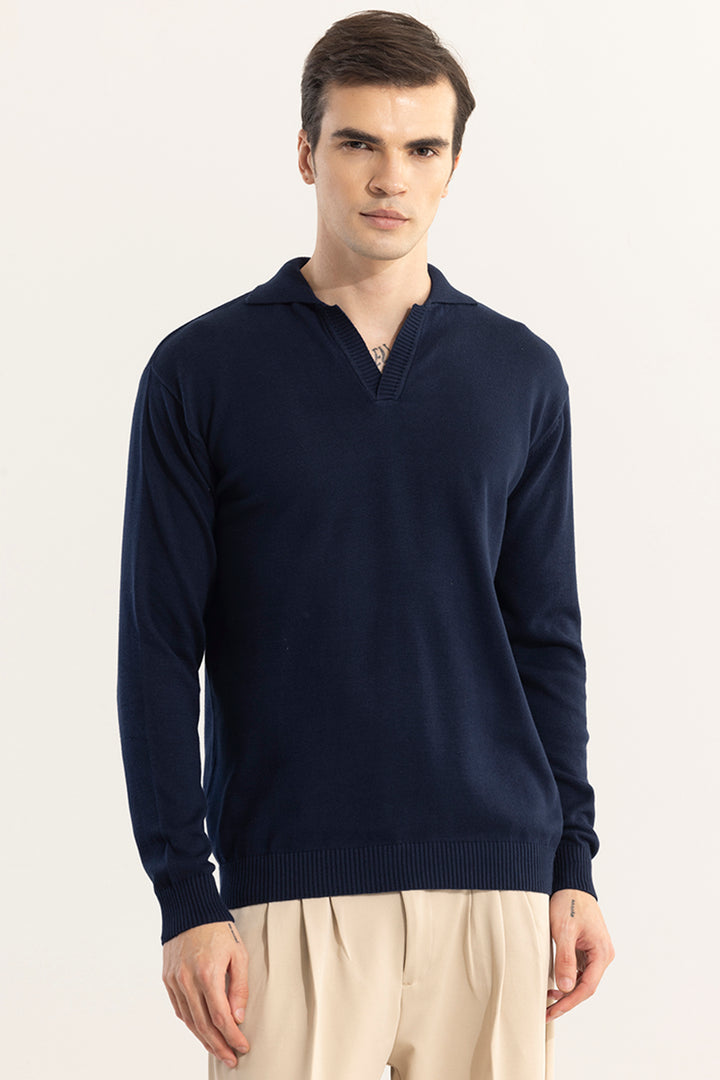 EliteEdge Navy Full Sleeve Polo