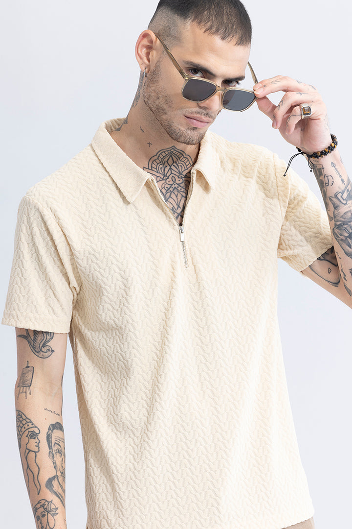 Verti-Zip Cream T-Shirt