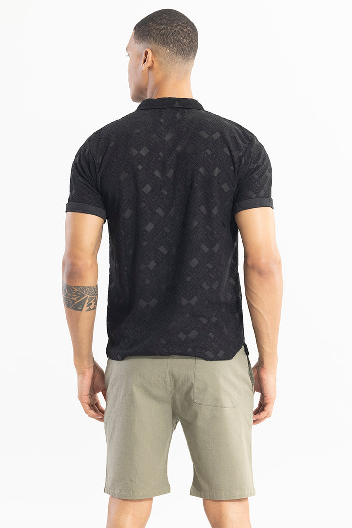 Square Space Black Polo T-Shirt