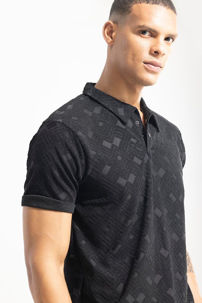 Square Space Black Polo T-Shirt