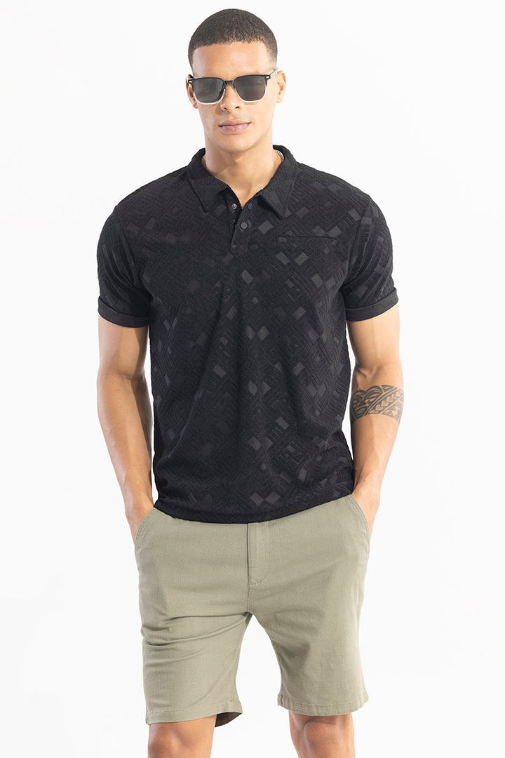 Square Space Black Polo T-Shirt