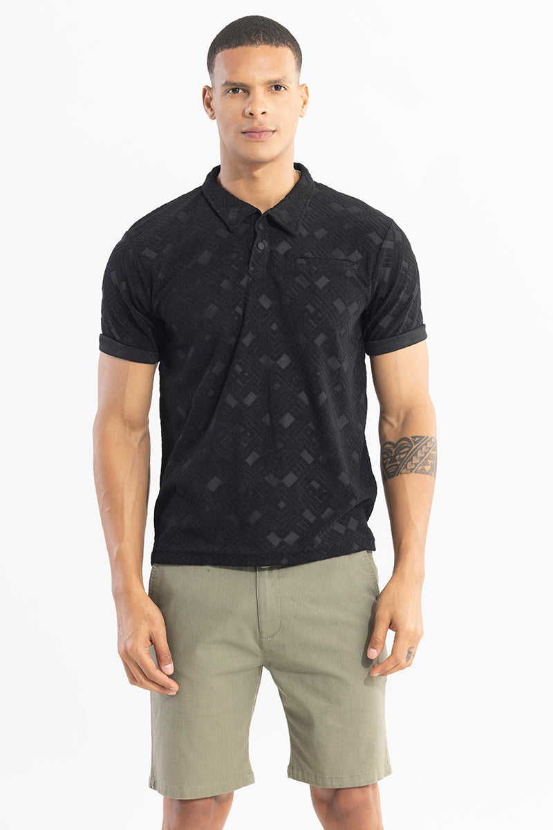 Square Space Black Polo T-Shirt