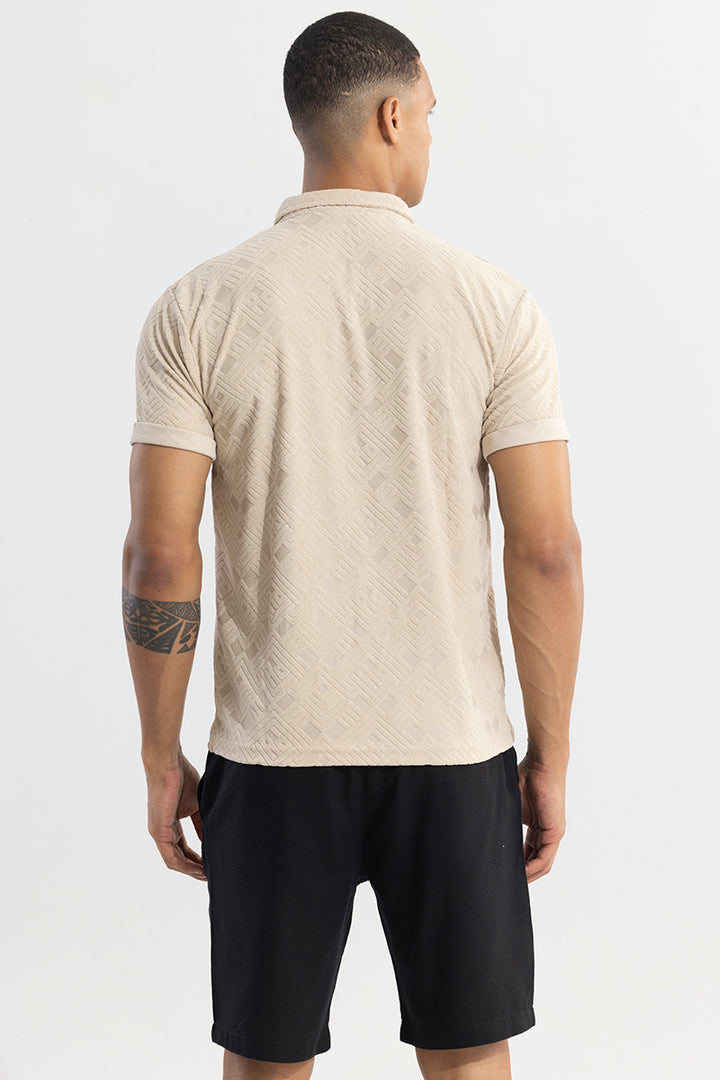 Square Space Cream Polo T-Shirt