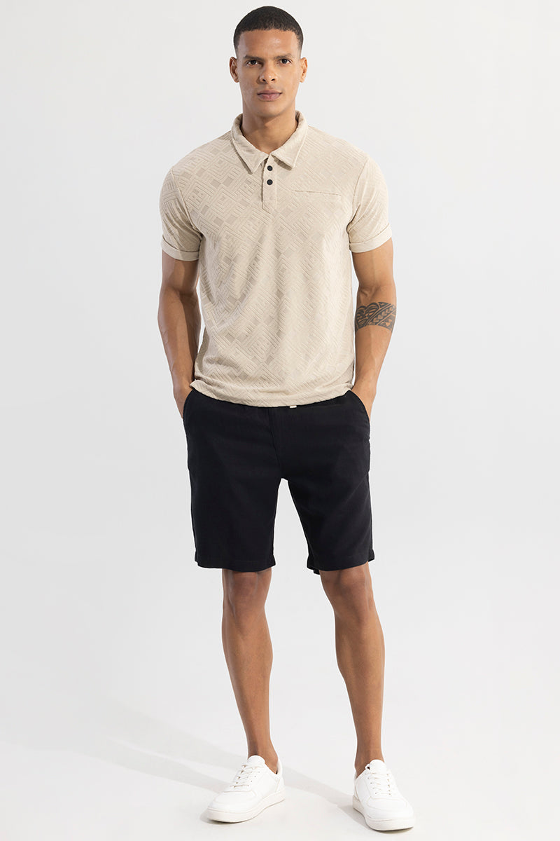 Square Space Cream Polo T-Shirt